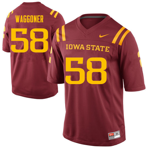 Men #58 J.D. Waggoner Iowa State Cyclones College Football Jerseys Sale-Cardinal